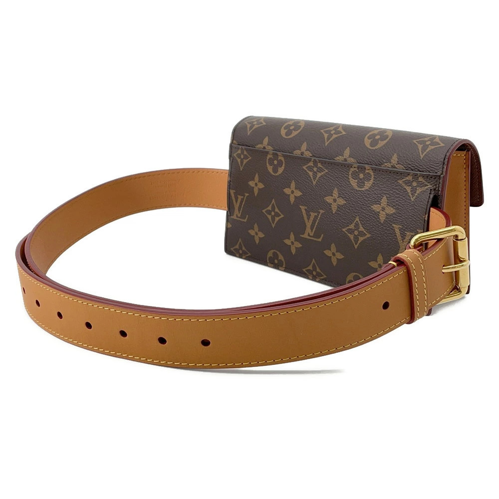 Louis Vuitton Waist Clutch Pouch Clutch Bag Belt Monogram Lock Brown